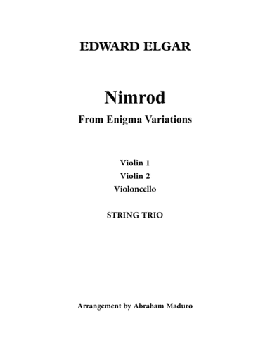 Nimrod Two Violins and Cello Trio-Two Tonalities Included (arr. Abraham Maduro)