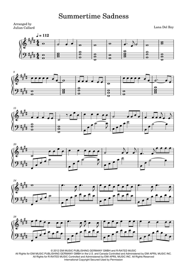 Summertime Sadness (arr. Julian Callard)