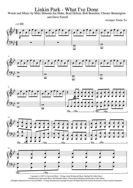 What I've Done (arr. Elaine Yu)