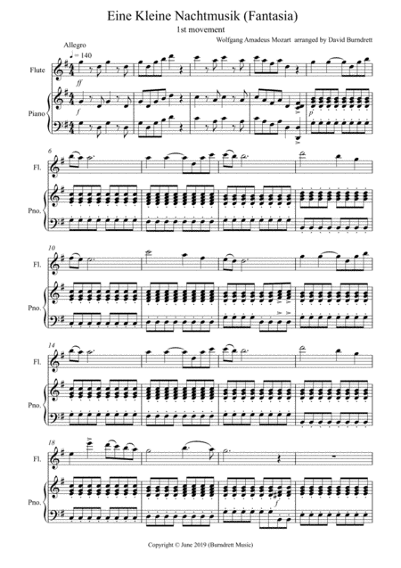 Eine Kleine Nachtmusik (Fantasia) 1st Movement for Flute and Piano (arr. David Burndrett)