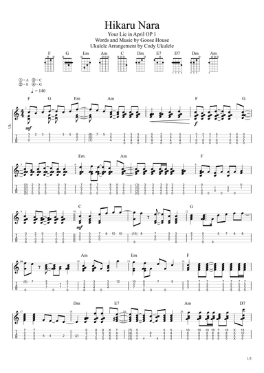 Hikaru Nara (arr. Cody Ukulele)
