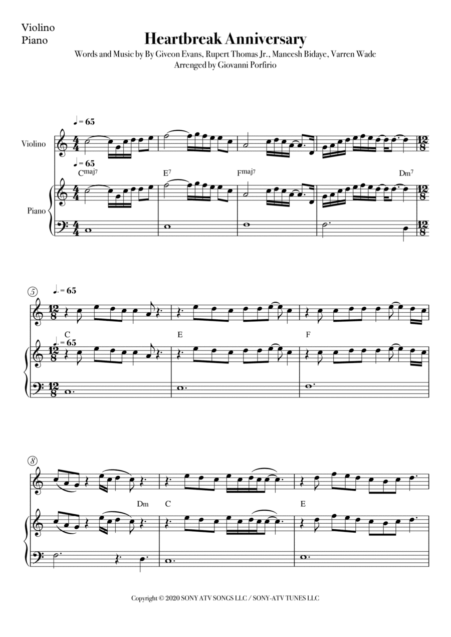 Heartbreak Anniversary (arr. Giovanni Porfirio)