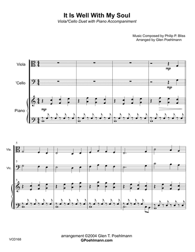 IT IS WELL WITH MY SOUL - VIOLA & CELLO Duet with Piano Accompaniment (arr. Glen Poehlmann)