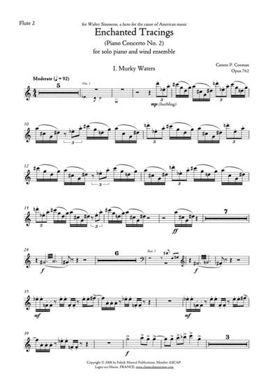 Carson Cooman Enchanted Tracings (Piano Concerto No. 2) (2008) for solo piano and wind ensemble, flu