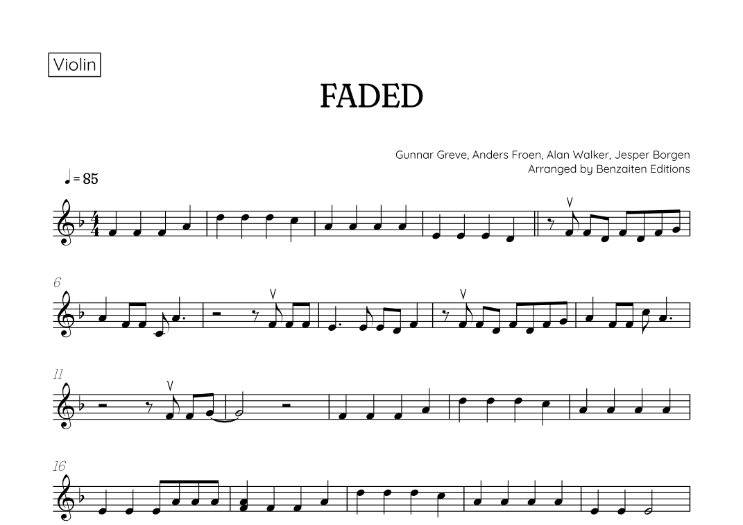 Faded (arr. Benzaiten Editions)