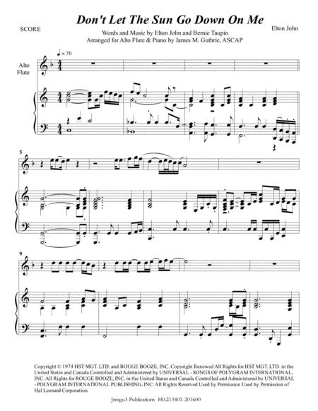 Don't Let The Sun Go Down On Me (arr. James M. Guthrie, ASCAP)