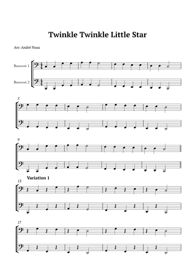 Twinkle Twinkle Little Star Variations (arr. André Nusa)