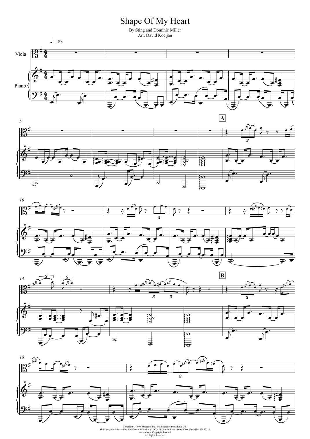 Shape Of My Heart (arr. David Kocijan)