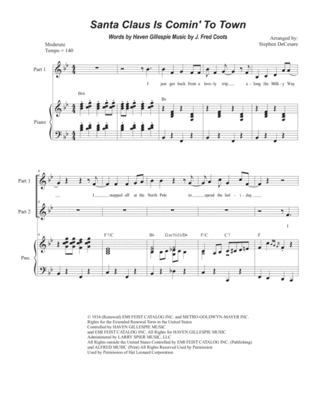 Santa Claus Is Comin' To Town (arr. Stephen DeCesare)