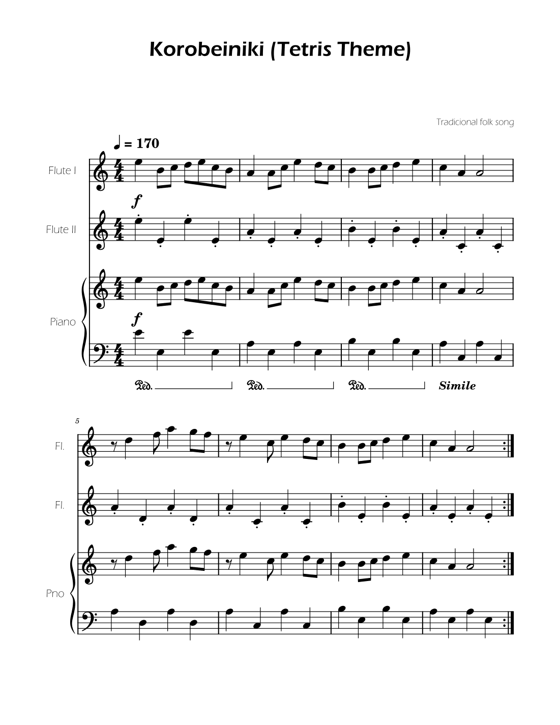 Tetris Theme for Flute Duet (arr. Ygor Nunes)