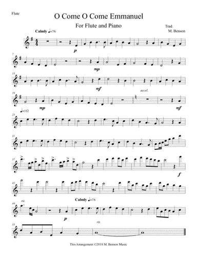O Come O Come Emmanuel for Flute/Violin and Piano (arr. Mike Benson)