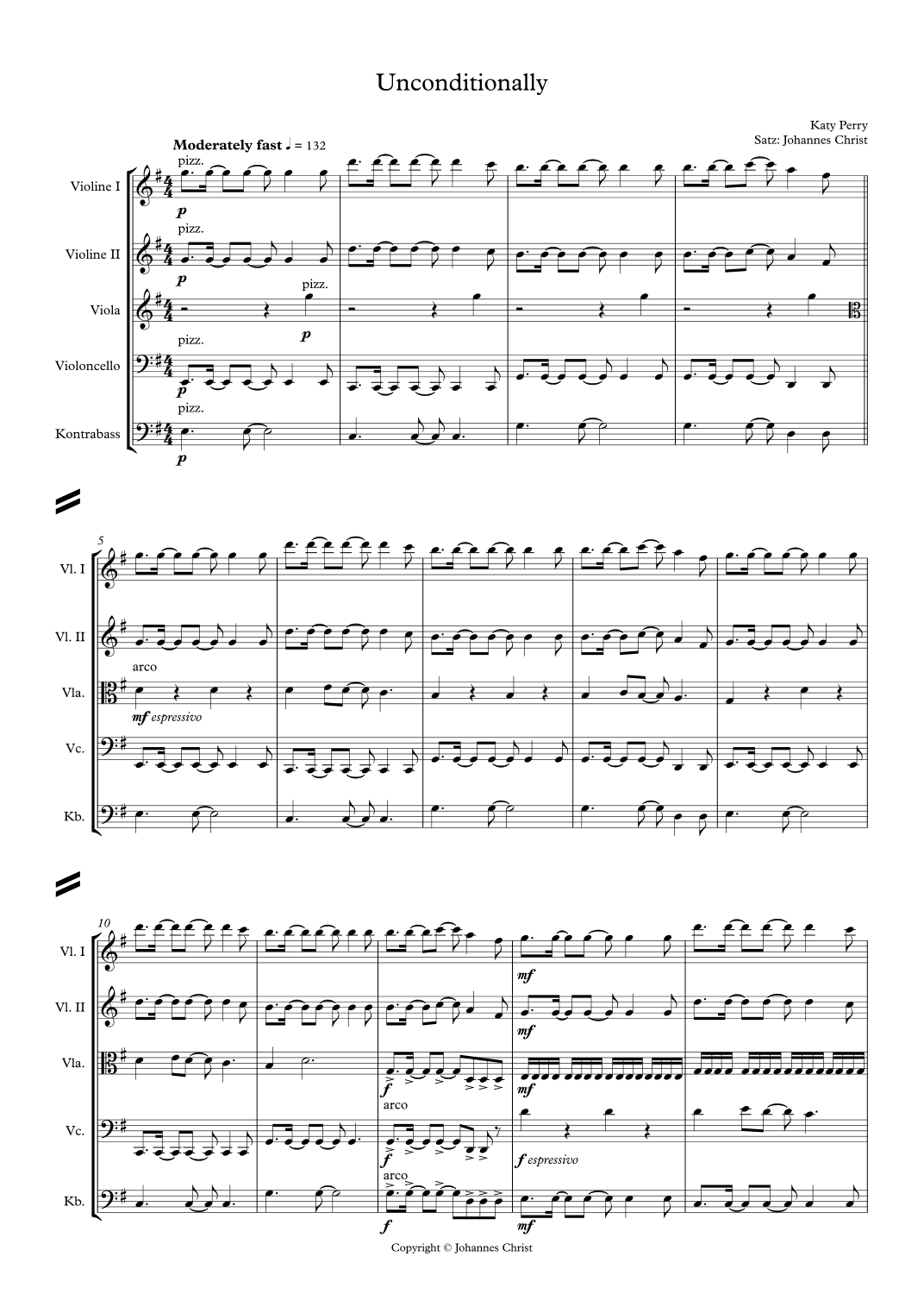 Unconditionally (arr. Johannes Christ)