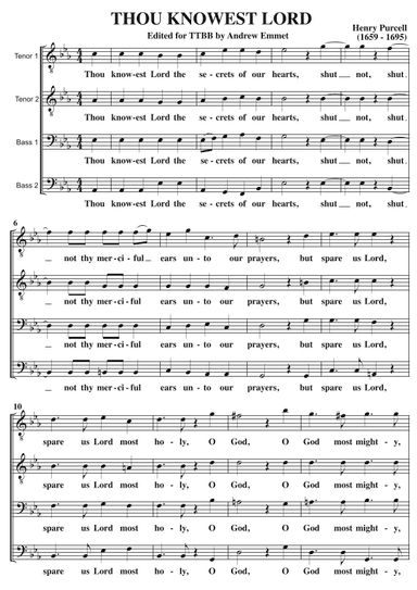 Thou Knowest Lord A Cappella TTBB (arr. Andrew Emmet)