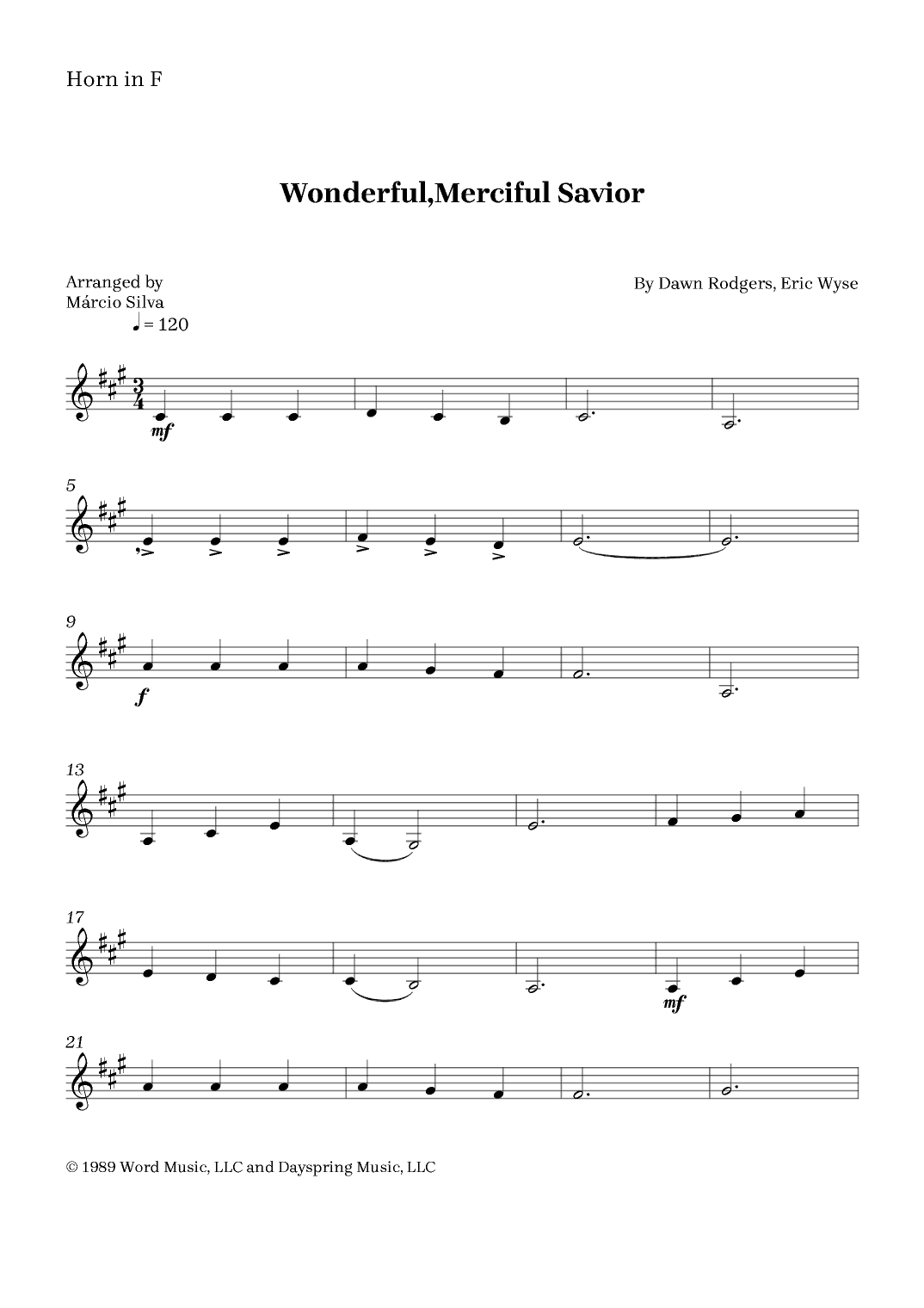 Wonderful, Merciful Savior (arr. Márcio Silva)