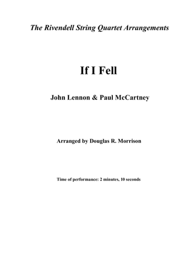 If I Fell (arr. Douglas R. Morrison)