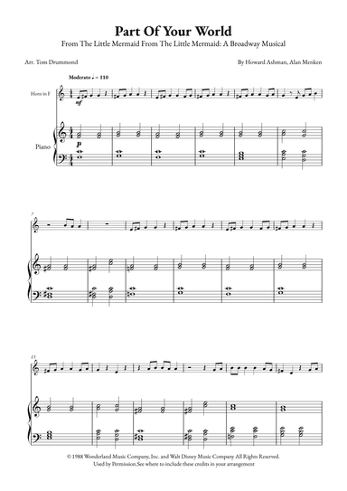 Part Of Your World (arr. Tom Drummond)