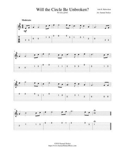 Will the Circle Be Unbroken? - for easy guitar with TAB (arr. Samuel Stokes)