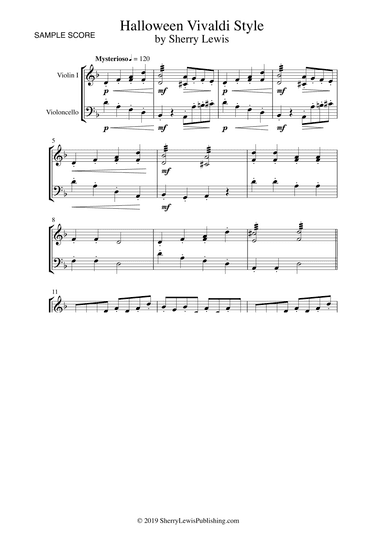 HALLOWEEN VIVALDI STYLE String Duo, Intermediate Level for violin and cello
