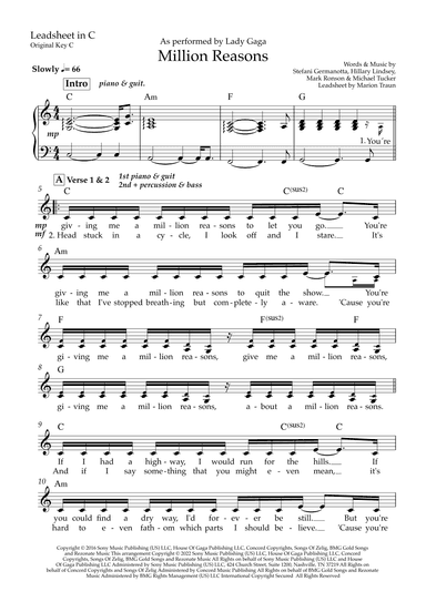 Million Reasons (arr. Marion Traun)