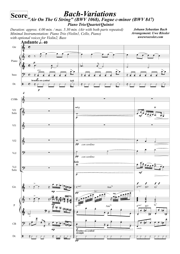 Air On The G String (BWV 1068) / Fugue c minor (BWV 847) (arr. Uwe Roessler Rössler Rassler)
