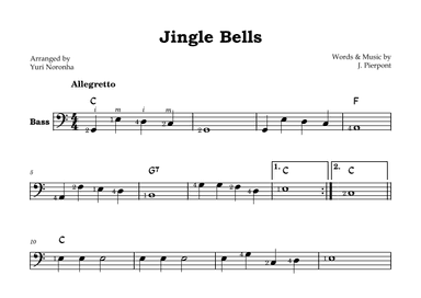 Jingle Bells - Melody for Bass in C (arr. Yuri Noronha)