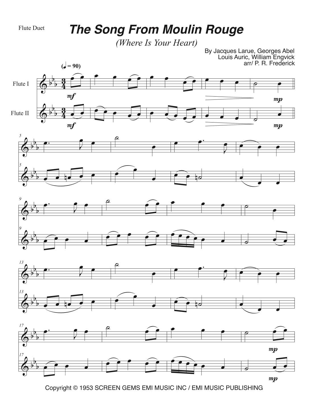 The Song From Moulin Rouge (where Is Your Heart) (arr. P. R. Frederick)