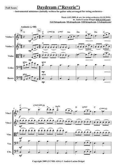 Daydream ("Reverie") - miniature arranged for string orchestra (full score & parts)