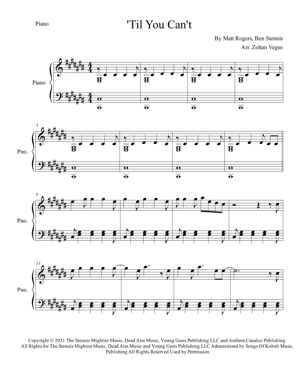 'til You Can't (arr. Zoltan Vegso)