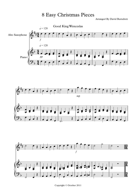 8 Easy Christmas Pieces for Alto Saxophone And Piano (arr. David Burndrett)
