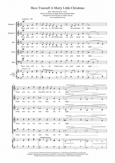 Have Yourself A Merry Little Christmas  from MEET ME IN ST. LOUIS (arr. Mark Lansom)
