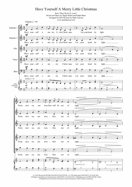 Have Yourself A Merry Little Christmas  from MEET ME IN ST. LOUIS (arr. Mark Lansom)