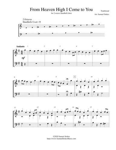 From Heaven High I Come to You (From Heaven Above to Earth I Come) - for 2-octave handbell choir (arr. Samuel Stokes)