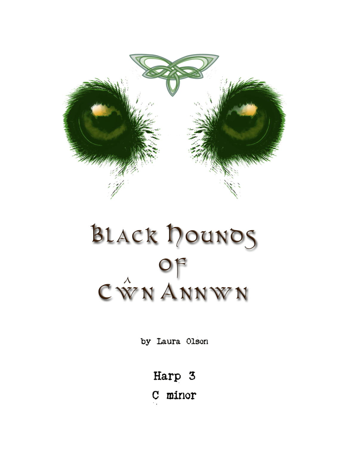 Black Hounds of Cwn Annwn for Harp Ensemble (C minor)-Harp 3 part only