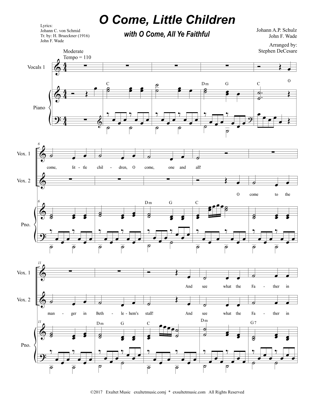 O Come, Little Children with O Come, All Ye Faithful (2-part Children's Choir) (arr. Stephen DeCesare)