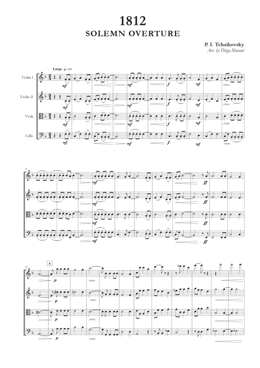 1812 Overture for String Quartet (arr. Diego Marani)
