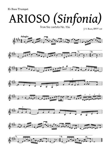 ARIOSO, by J. S. Bach (sinfonia) - for E? Bass Trumpet and accompaniment (arr. Leyandder Trustworthy)