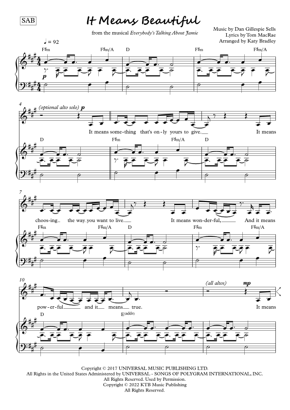 It Means Beautiful (arr. Katy Bradley)