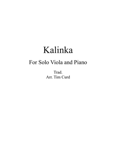 Kalinka for Solo Viola and Piano (arr. Tim Curd)
