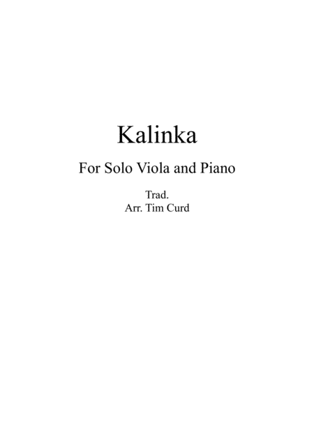 Kalinka for Solo Viola and Piano (arr. Tim Curd)