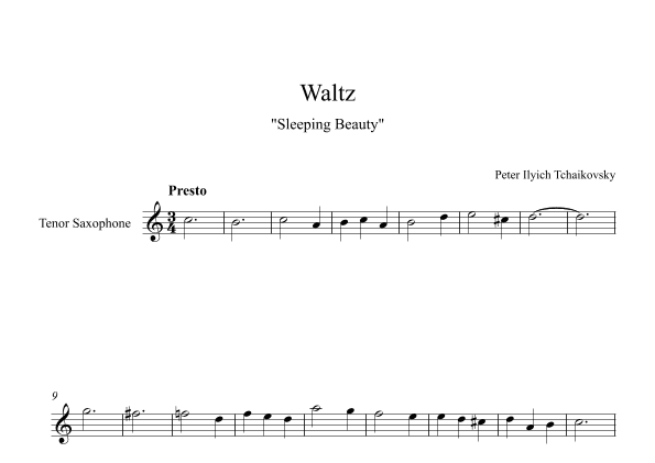 Waltz (Sleeping Beauty) - Peter Ilyich Tchaikovsky (Tenor Sax) (arr. Digital Book Music)