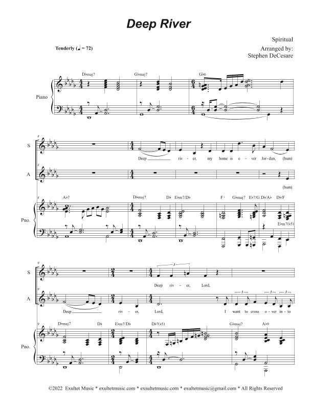 Deep River (Duet for Soprano and Alto solo) (arr. Stephen DeCesare)