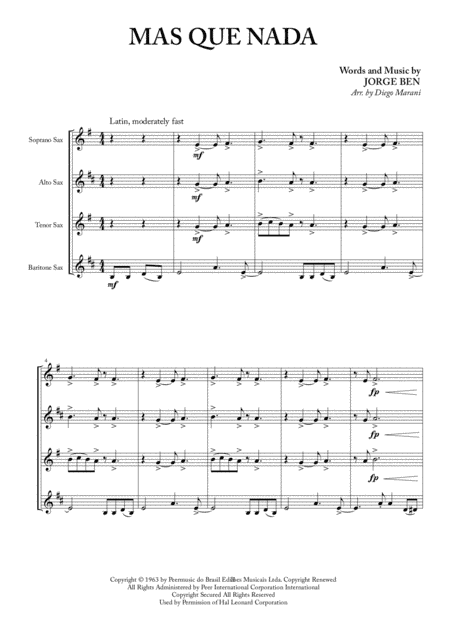 Mas Que Nada (arr. Diego Marani)