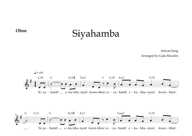 Siyahamba - Oboe and chords (African Song) (arr. Cadu Barcelos)