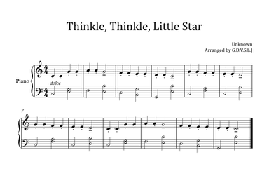Thinkle, Thinkle, Little Star (lvl.2) (arr. G.D.V.S.L.J)