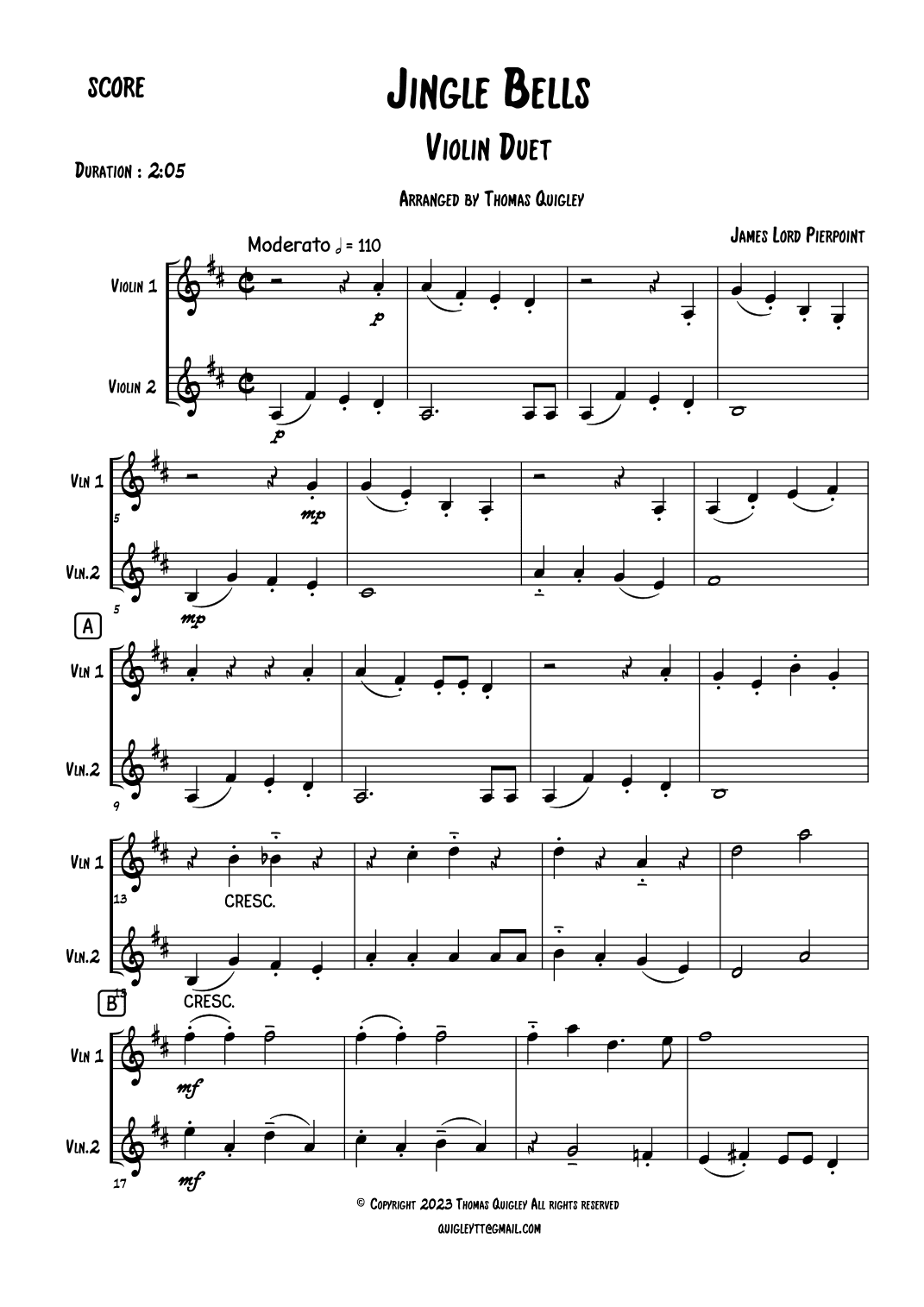 Jingle Bells (arr. Thomas Quigley)