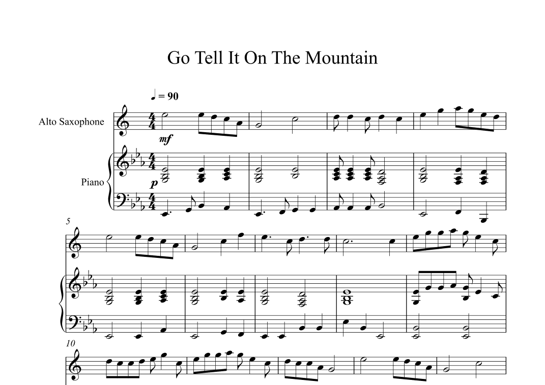 Go Tell It On The Mountain (Alto Sax + Piano) (arr. Digital Book Music)