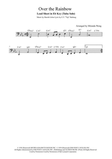 Over The Rainbow (from The Wizard Of Oz) (arr. Miranda Wong)