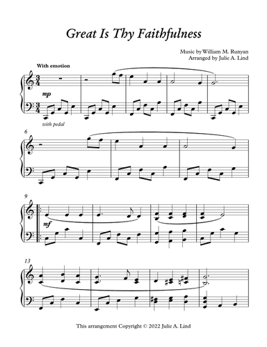 Great Is Thy Faithfulness (arr. Julie A. Lind)