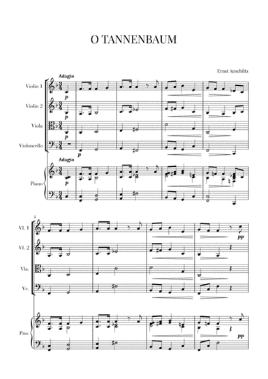 O Tannenbaum for String Quartet and Piano (arr. Cadenza Editions)