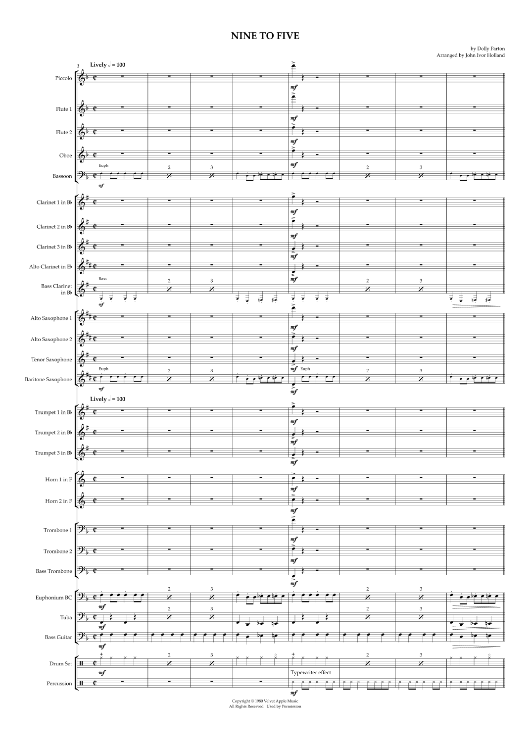 Nine To Five (arr. John Ivor Holland)